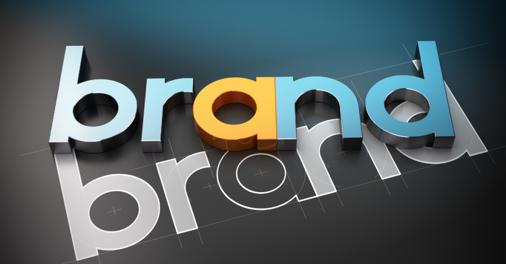 Share of mind concept with brand text on dark background representing brand awareness and customer recall